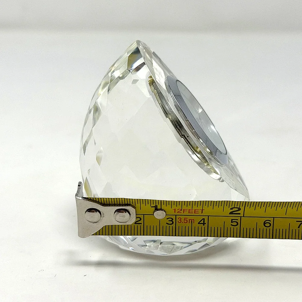 Vintage Fifth Avenue Crystal LTD Faceted Quartz Desk Clock Diamond Shape